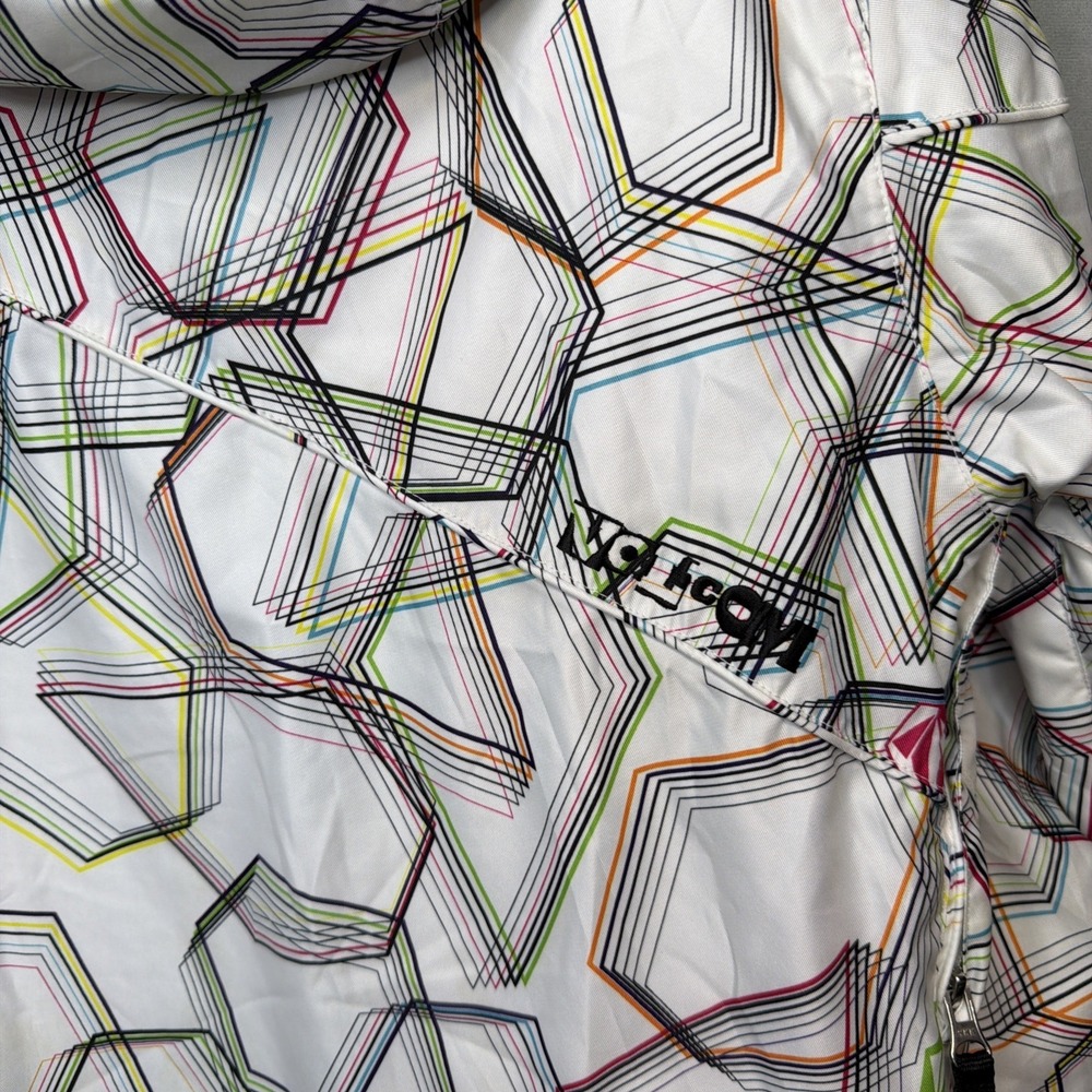 Volcom Womens L White Multicolor Geometric Hooded Snowboard Ski Jacket - Picture 6 of 8